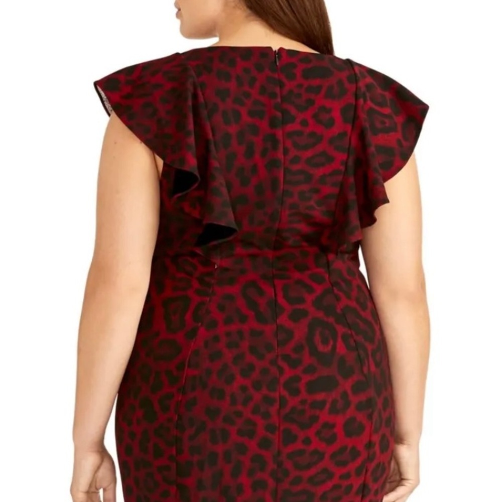 Women’s Dress Plus Size 16W RACHEL RACHEL ROY Red Short Sleeve Animal Print NEW - Picture 5 of 6